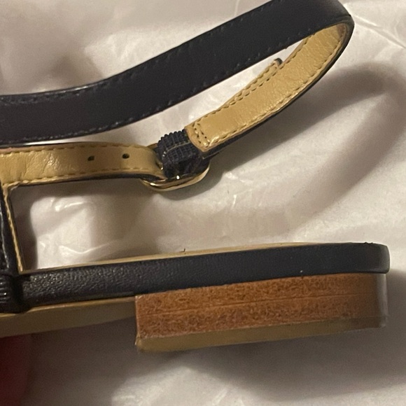 Talbots navy leather sandal flats, navy, Size 8, EUC - Picture 4 of 4